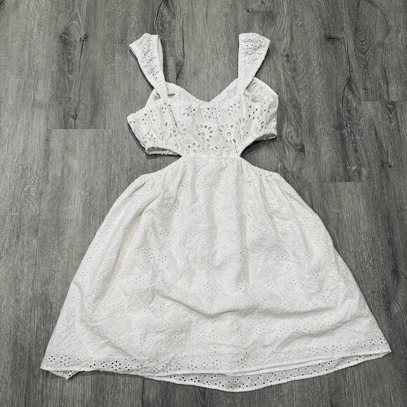 NWOT American Eagle Cutout White Eyelet Sleeveless Mini Dress Size Medium - Picture 5 of 5